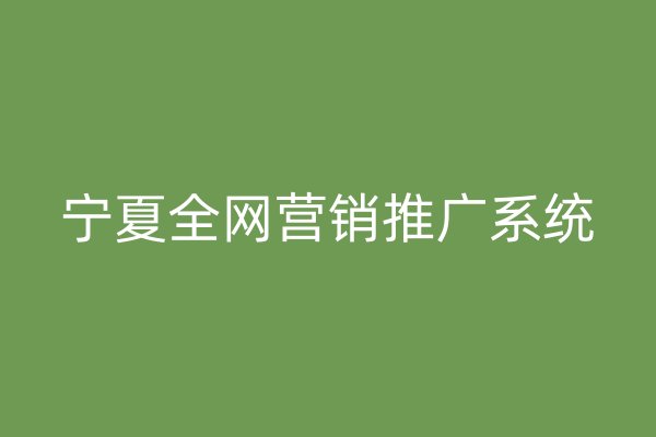 宁夏全网营销推广系统