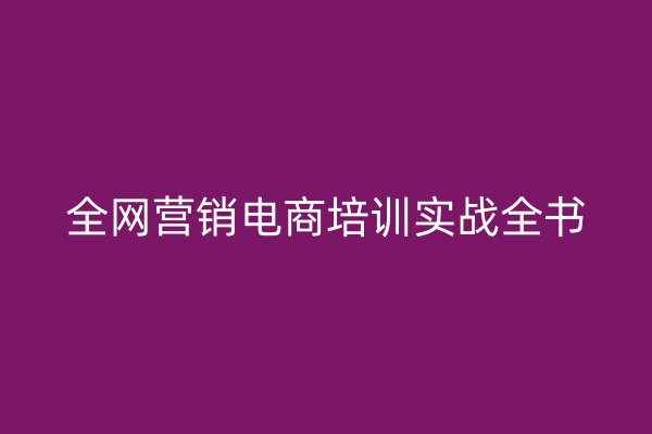 全网营销电商培训实战全书