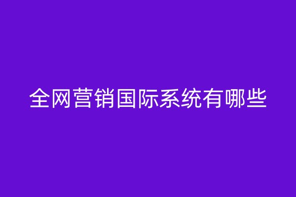 全网营销国际系统有哪些