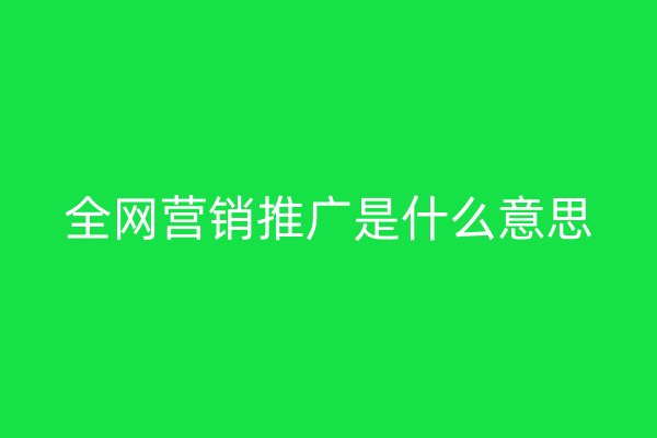 全网营销推广是什么意思