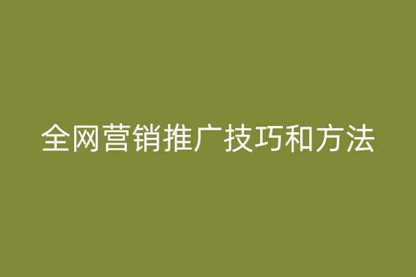 全网营销推广技巧和方法