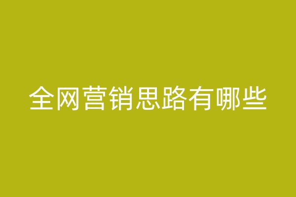 全网营销思路有哪些