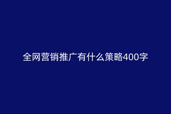 全网营销推广有什么策略400字