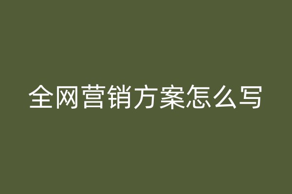 全网营销方案怎么写