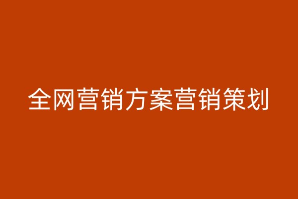 全网营销方案营销策划