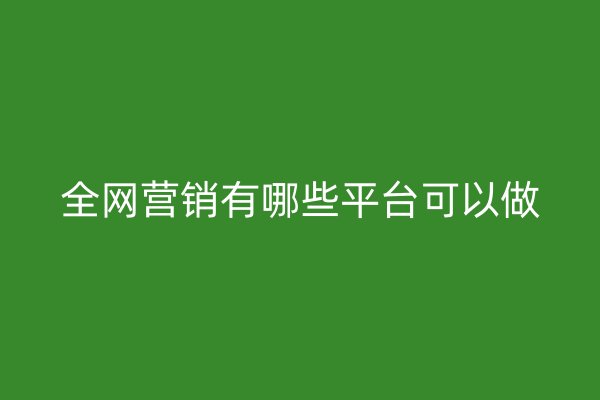 全网营销有哪些平台可以做