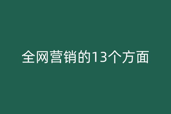 全网营销的13个方面