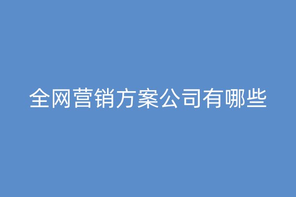 全网营销方案公司有哪些