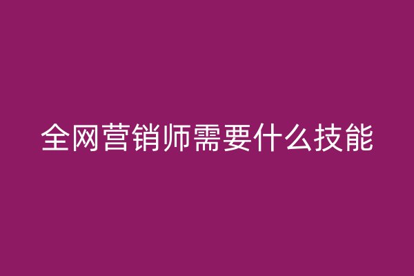 全网营销师需要什么技能