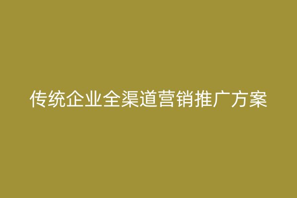 传统企业全渠道营销推广方案