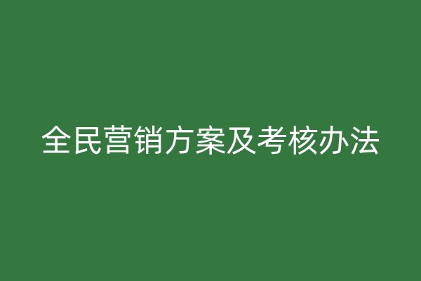 全民营销方案及考核办法