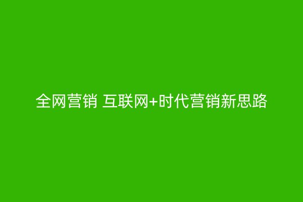 全网营销 互联网+时代营销新思路