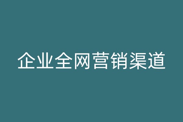 企业全网营销渠道