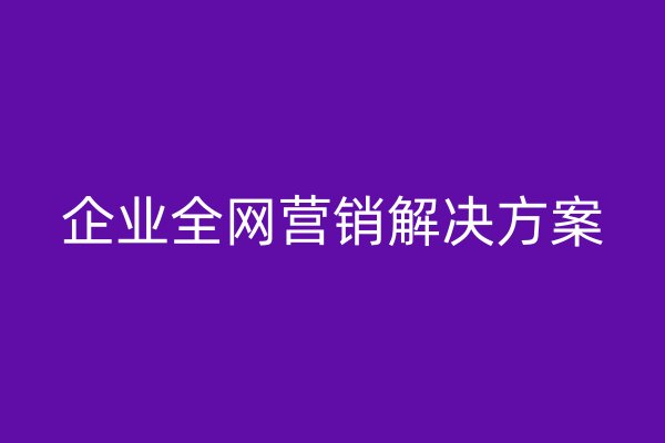 企业全网营销解决方案