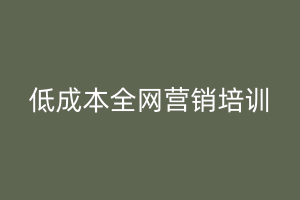 低成本全网营销培训