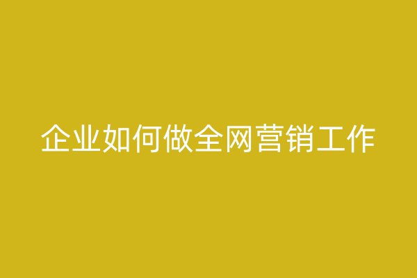 企业如何做全网营销工作