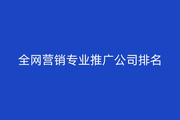 全网营销专业推广公司排名