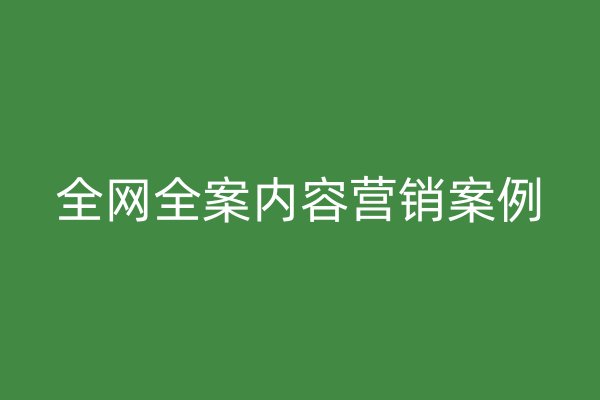 全网全案内容营销案例