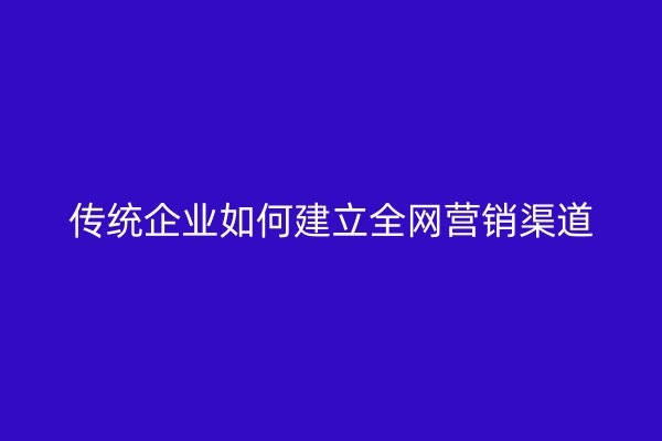 传统企业如何建立全网营销渠道