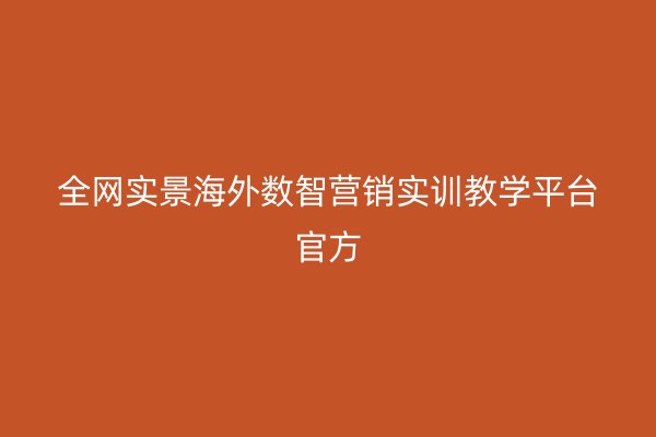 全网实景海外数智营销实训教学平台官方