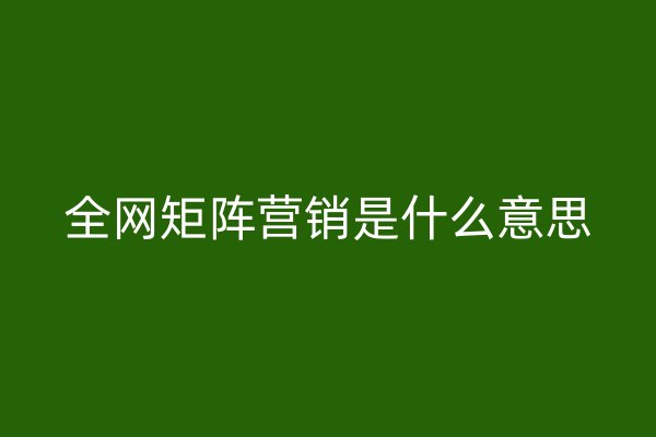 全网矩阵营销是什么意思