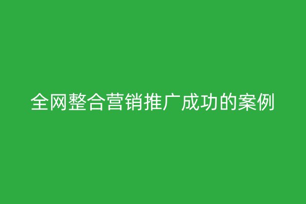 全网整合营销推广成功的案例