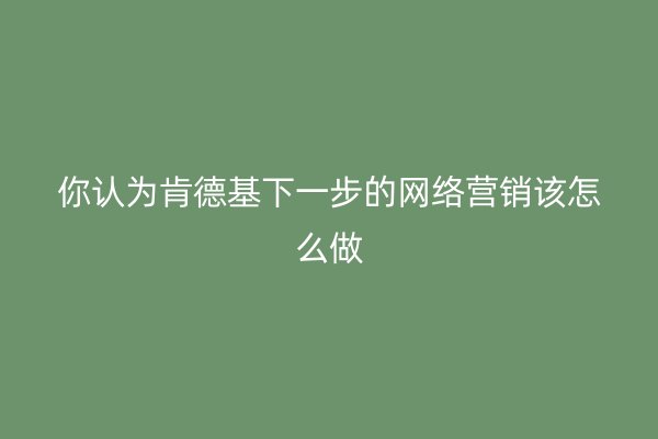 你认为肯德基下一步的网络营销该怎么做