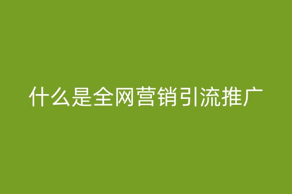 什么是全网营销引流推广