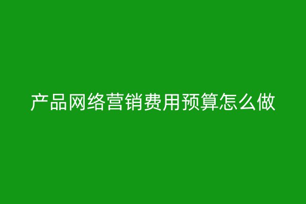 产品网络营销费用预算怎么做