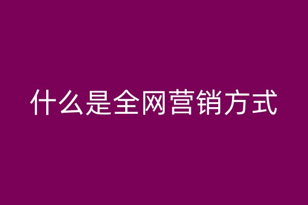 什么是全网营销方式