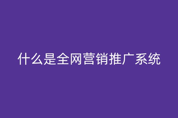 什么是全网营销推广系统