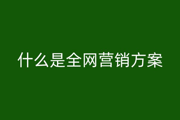 什么是全网营销方案