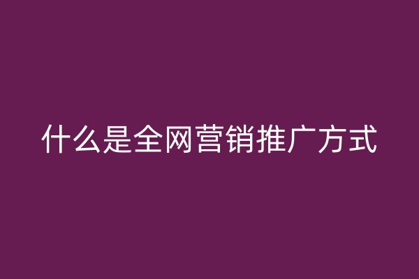 什么是全网营销推广方式