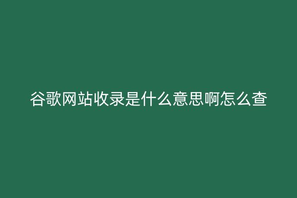 谷歌网站收录是什么意思啊怎么查