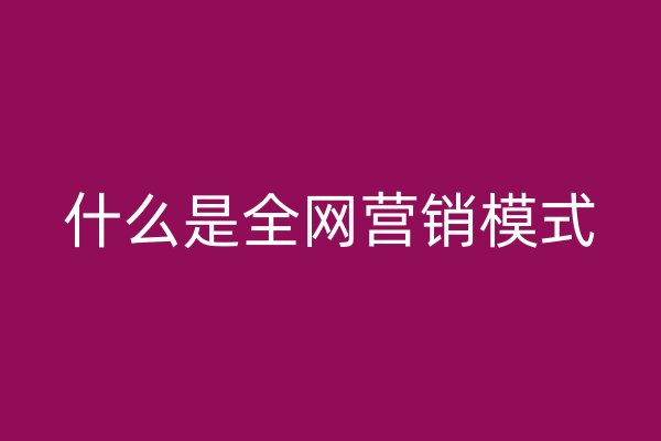 什么是全网营销模式