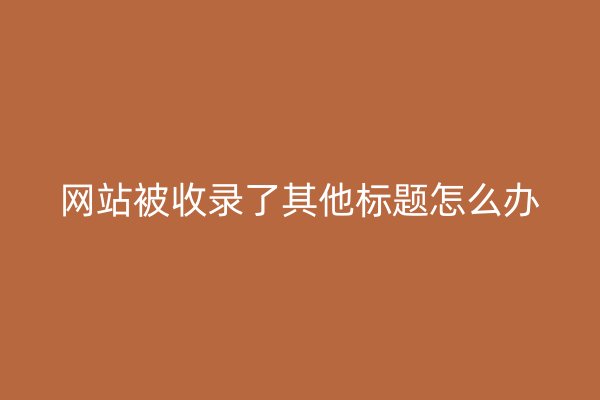 网站被收录了其他标题怎么办