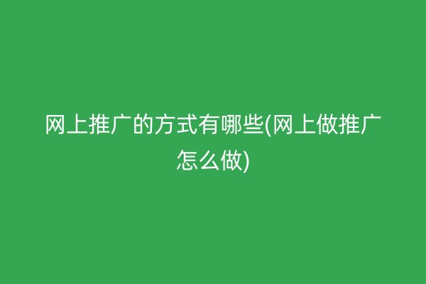 网上推广的方式有哪些(网上做推广怎么做)