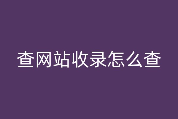 查网站收录怎么查