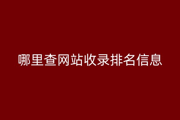 哪里查网站收录排名信息