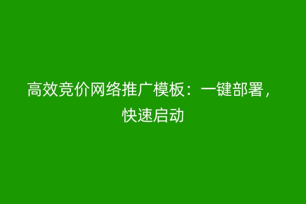 高效竞价网络推广模板：一键部署，快速启动