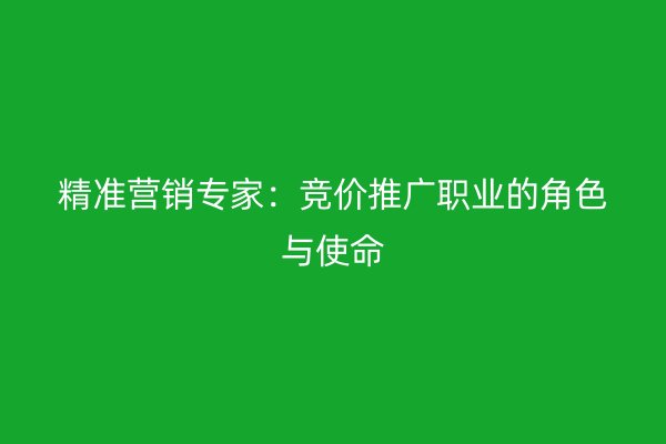 精准营销专家：竞价推广职业的角色与使命