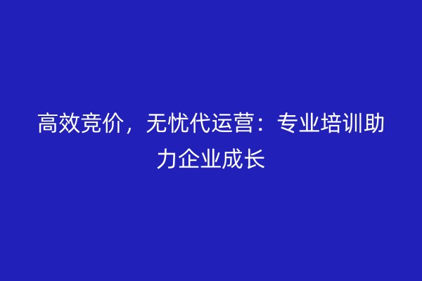 高效竞价，无忧代运营：专业培训助力企业成长