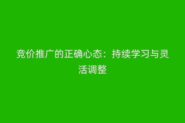 竞价推广的正确心态：持续学习与灵活调整