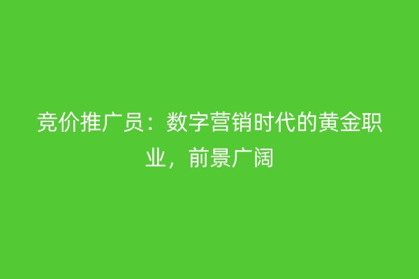 竞价推广员：数字营销时代的黄金职业，前景广阔