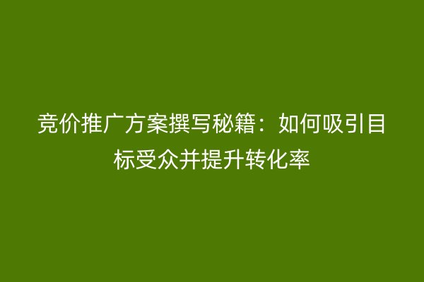 竞价推广方案撰写秘籍：如何吸引目标受众并提升转化率