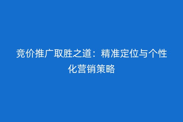 竞价推广取胜之道：精准定位与个性化营销策略