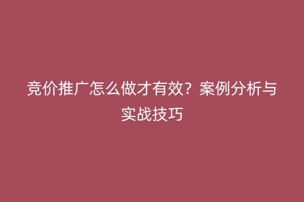 竞价推广怎么做才有效？案例分析与实战技巧