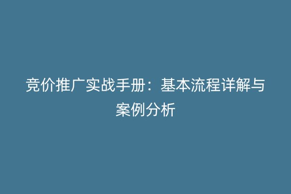 竞价推广实战手册：基本流程详解与案例分析