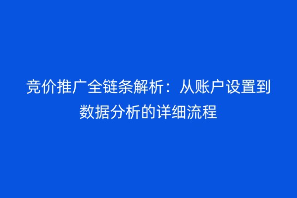 竞价推广全链条解析：从账户设置到数据分析的详细流程