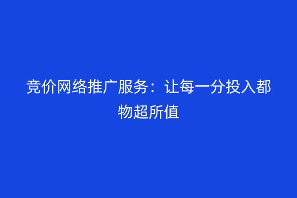 竞价网络推广服务：让每一分投入都物超所值